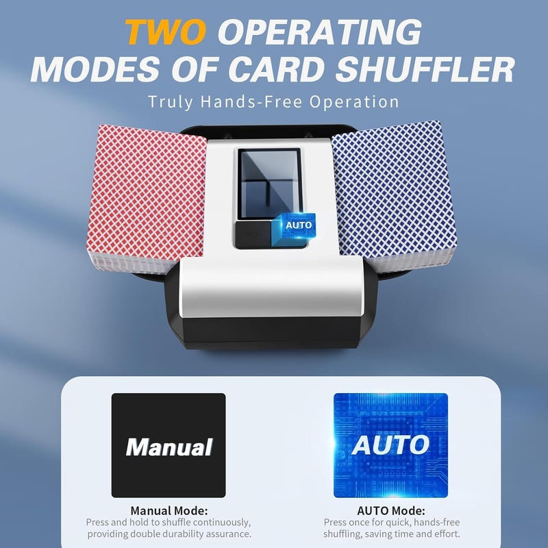 YOOUT Automatic Card Shuffler for 2 Decks - Rechargeable & Ultra-Quiet Electric Shuffling Machine for Poker, Texas Hold'em, UNO, Blackjack, and Family Game Night - Image 3